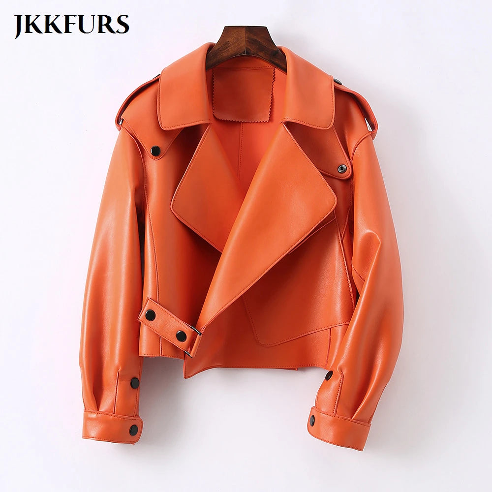 2025 26 Colours Women's Genuine Leather Jacket New Fashion Real Leather Coat Lady Autumn Winter Sheepskin Leather S7547