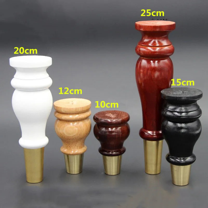 4pcs/lot Wooden Sofa Legs Cabinet Feet with Gold Covers Wardrobe Leg Wood Holder For Furniture TV cabinet Foot Side Table Leg