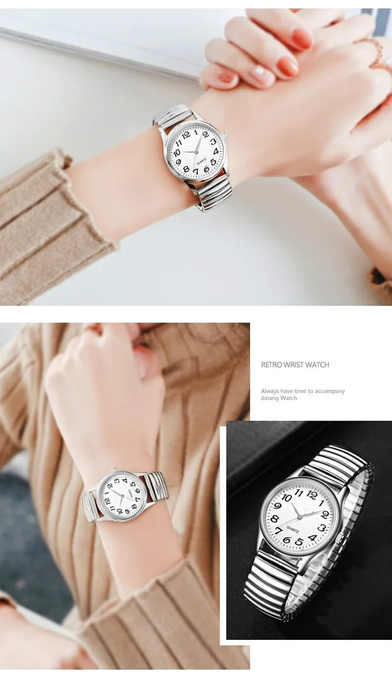 Men Women Fashion Wristwatches Couple Flexible Stretch Band Quartz Watches Man and Ladies Dress Clock Simple Casual Watches