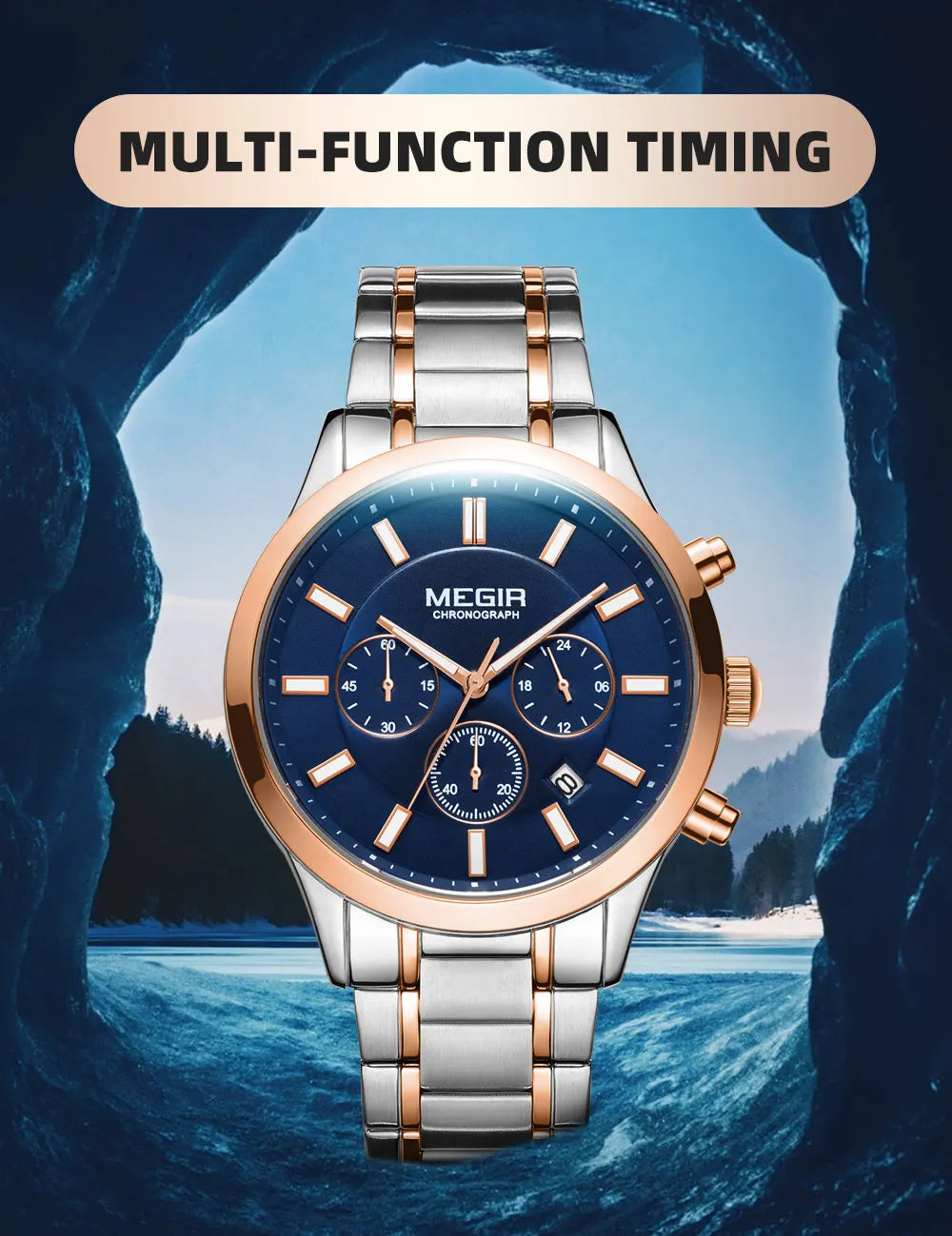 MEGIR Watches for Men 2021 New Chronograph Quartz Watch Luxury Stainless Steel Wristwatch Man Relogios Masculino часы мужские
