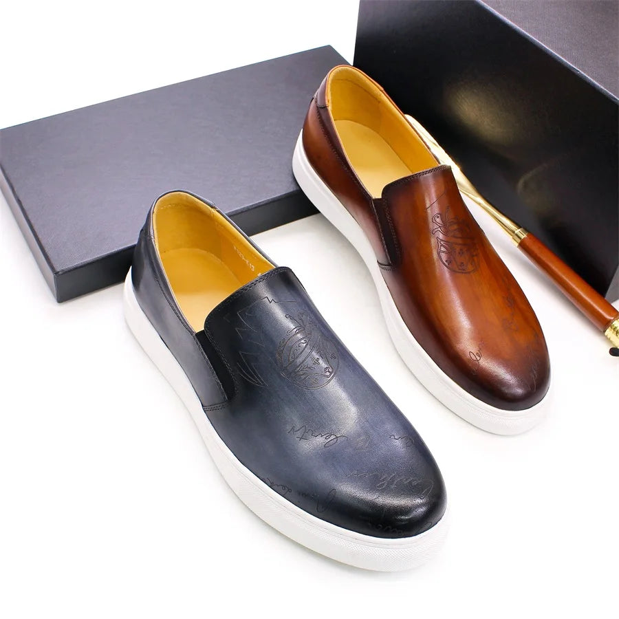 Genuine Leather Casual Men's Shoes High-grade Handmade Fashion Comfortable Leather Shoes Daily Dating Loafers Formal Party Shoes