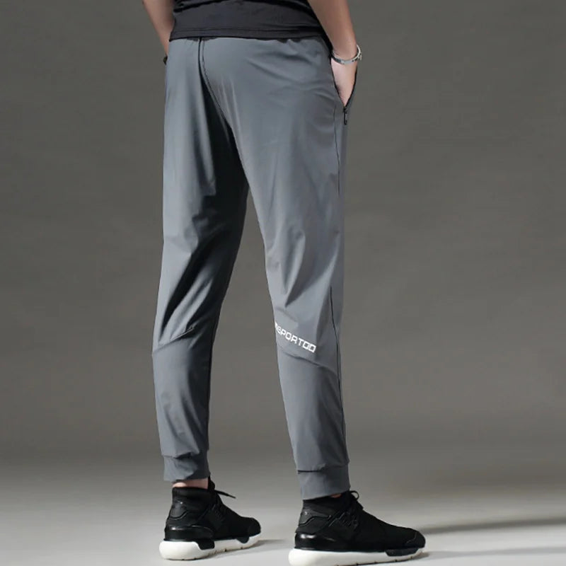 Men's Sports Pants Spring summer Running Pants Workout Active Trousers Slim Ice silk Quick dry Skinny Jogging Pants Joggers