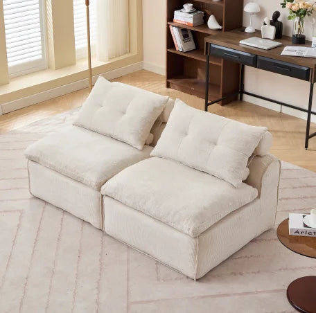 Modular Convertible Sofa Set No Armrests DIY Adjustable Soft Chenille Fabric Modern Design Apartment-Friendly Neck Pillow-Back