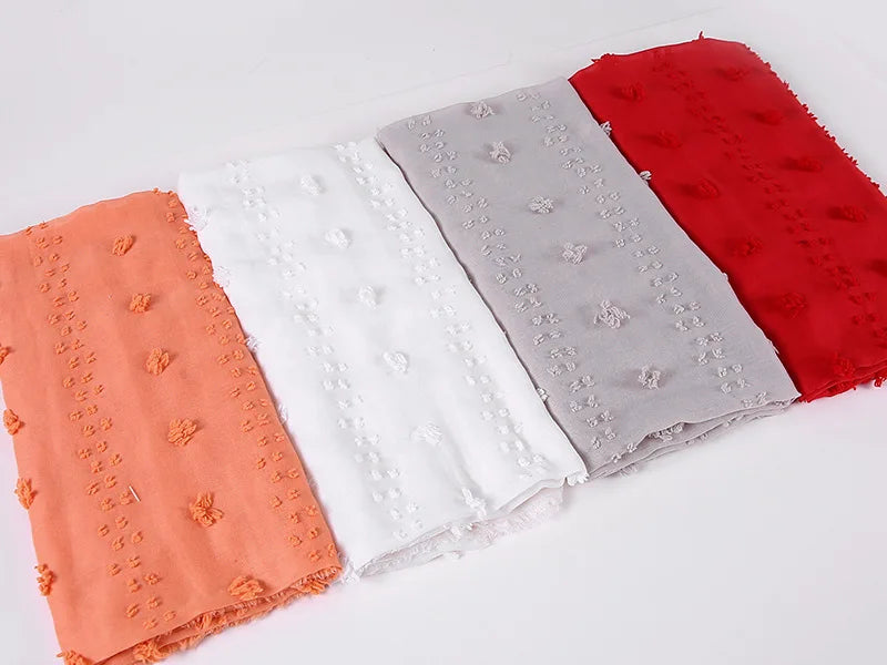 New islamic Hijab Femme Musulman Malaysia Hijabs Flocked Bubble Fashion Scarf Hijab For Muslim Women Stretch Headscarf