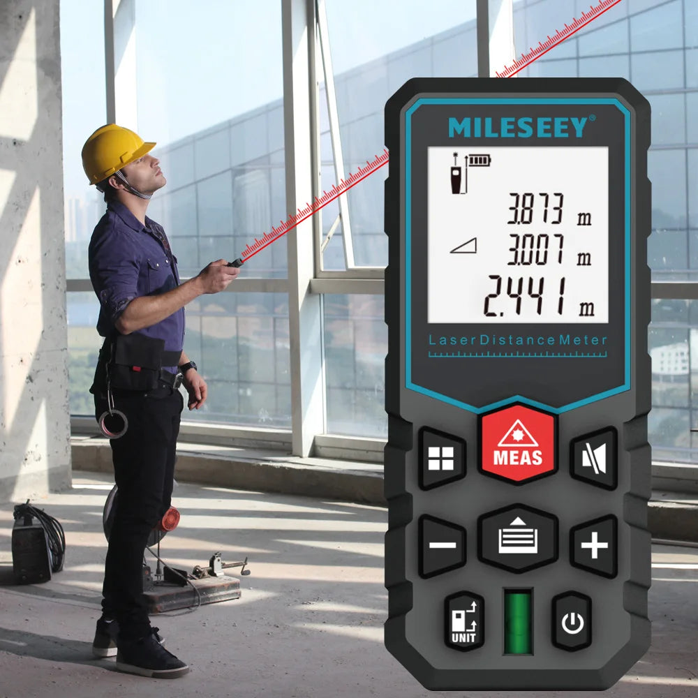 Mileseey Laser Distance Meter X5 Rechargeable Laser Digital Tape Rangefinder Trena Metro Laser Range Finder  Measuring Tape