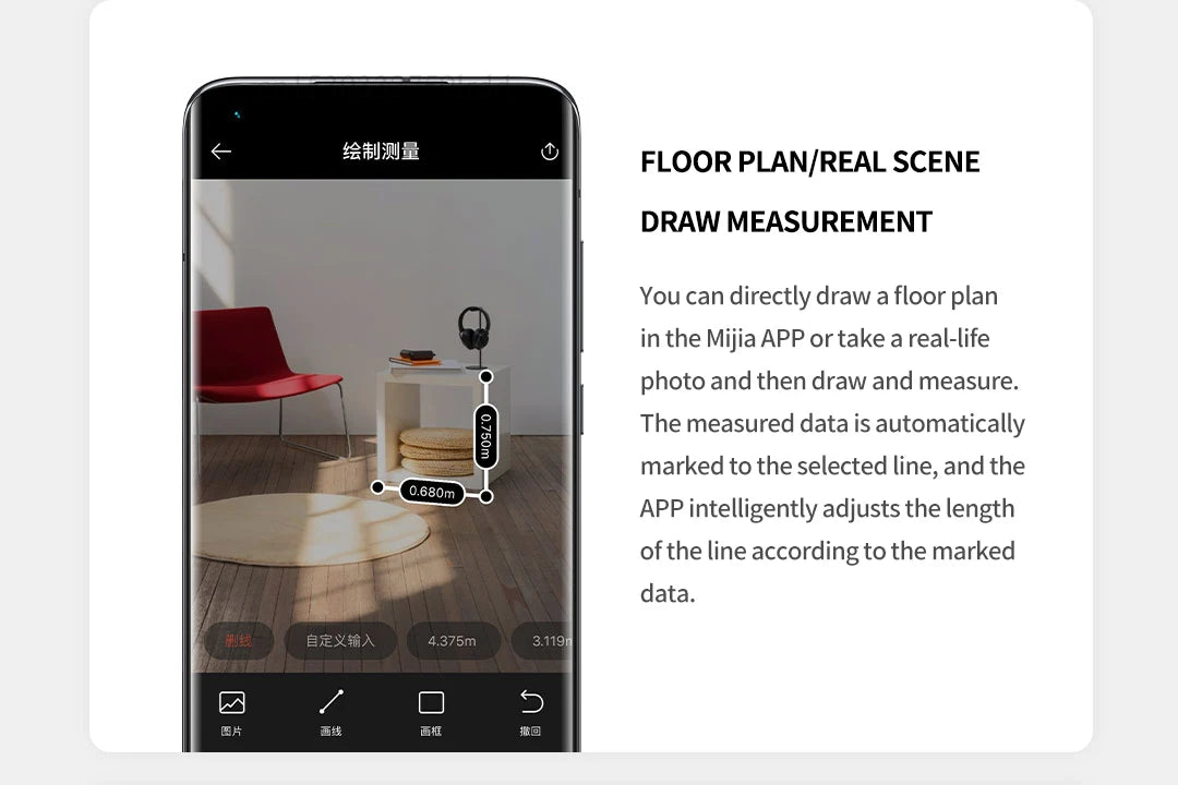 Xiaomi Mijia Smart Laser Rangefinder Real Time Distance Meter LCD Display Laser Range Finder Tape Measure Work with Mijia APP