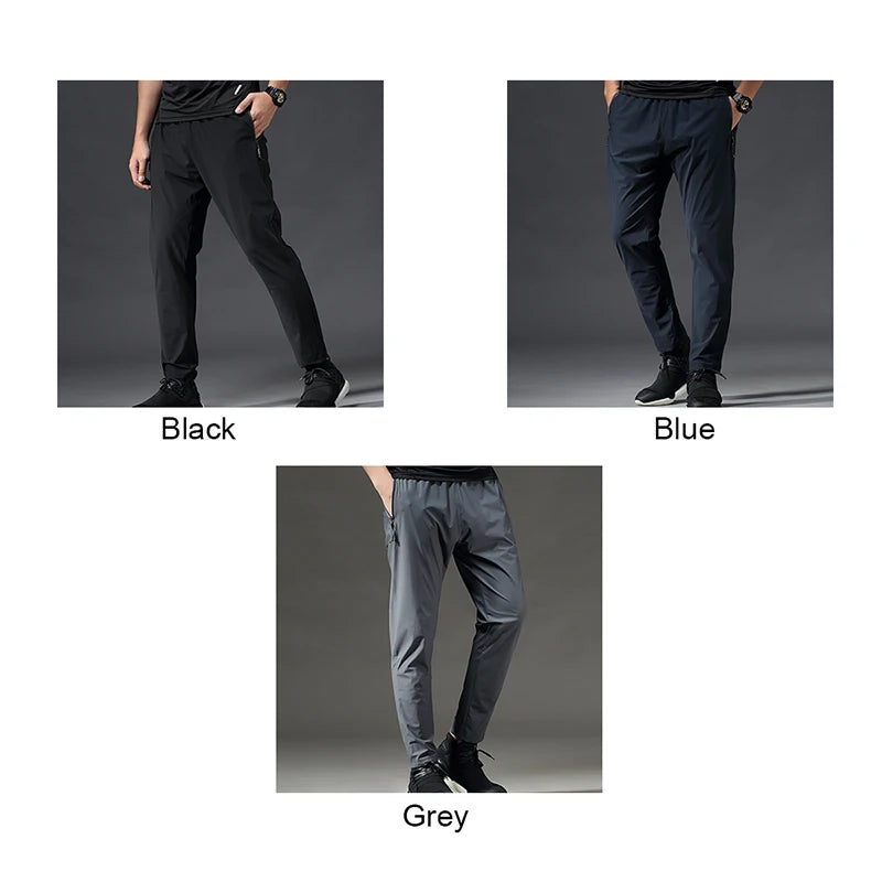 Running Pants Men Sport Jogging Fitness Yoga Training Basketball Football Long Leggings Ice Silk Elastic Quick Drying Trousers