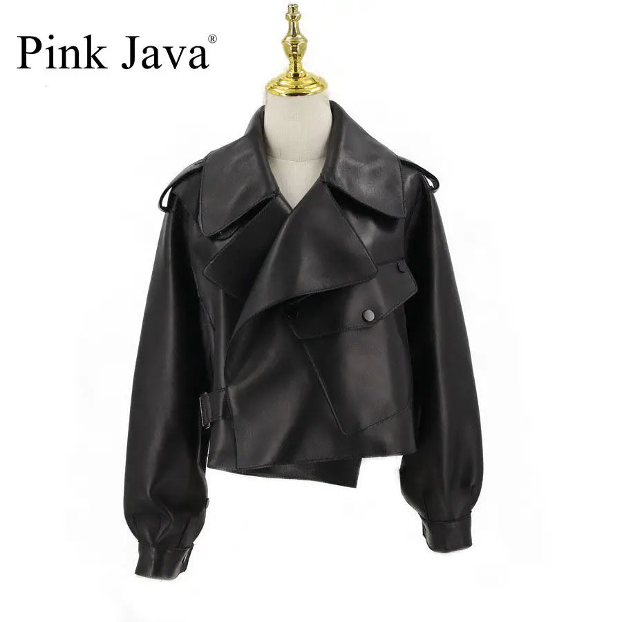 Pink Java QC20003   new arrival real leather jacket  women coat genuine sheep leather coat luxury fashion hot sale dress