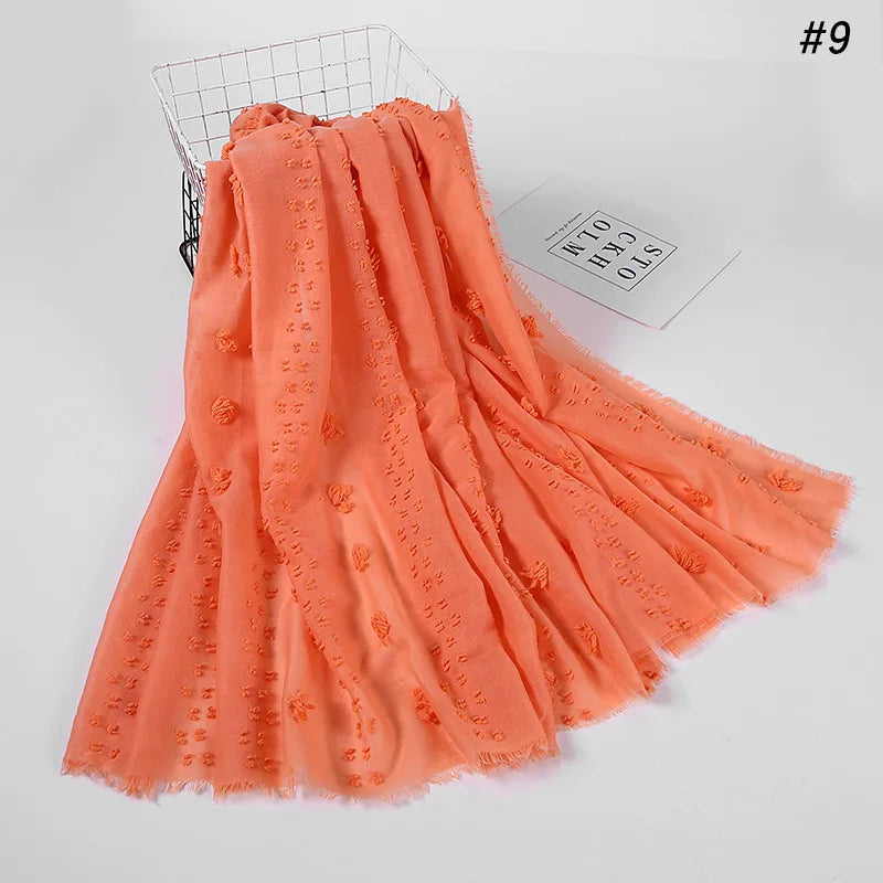 New islamic Hijab Femme Musulman Malaysia Hijabs Flocked Bubble Fashion Scarf Hijab For Muslim Women Stretch Headscarf