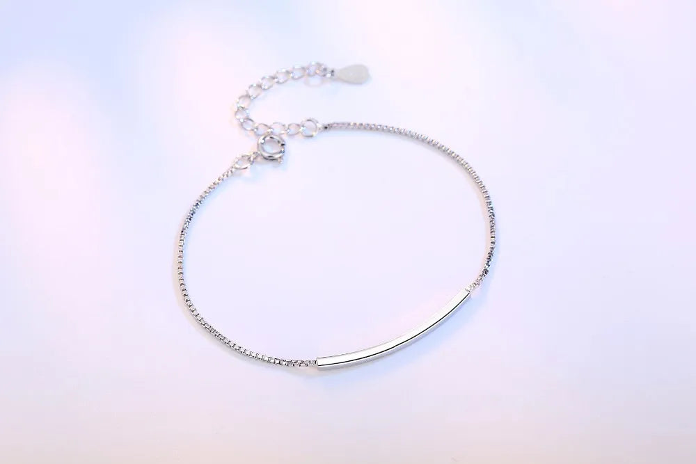 925 Sterling Silver Chain Bracelets Pure Sterling Silver 925 Simple Bracelets Jewelry Pulseras Pulseira es Plata
