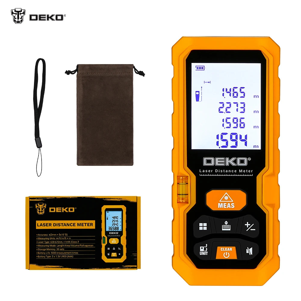 DEKO DKLD05 Handheld Laser Distance Meter 40M 60M 80M 100M Mini Laser Rangefinder Laser Tape Range Finder Diastimeter Measure