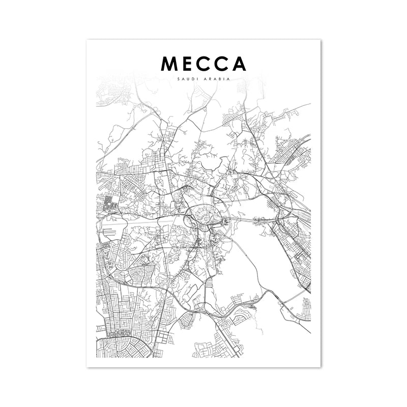Islamic Holy Cities Makkah Prints Madinah Quds Jerusalem Arabic Wall Art Canvas Painting Mecca Posters Living Room Home Decor