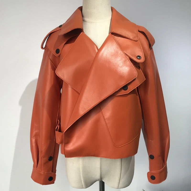 Pink Java QC20003   new arrival real leather jacket  women coat genuine sheep leather coat luxury fashion hot sale dress