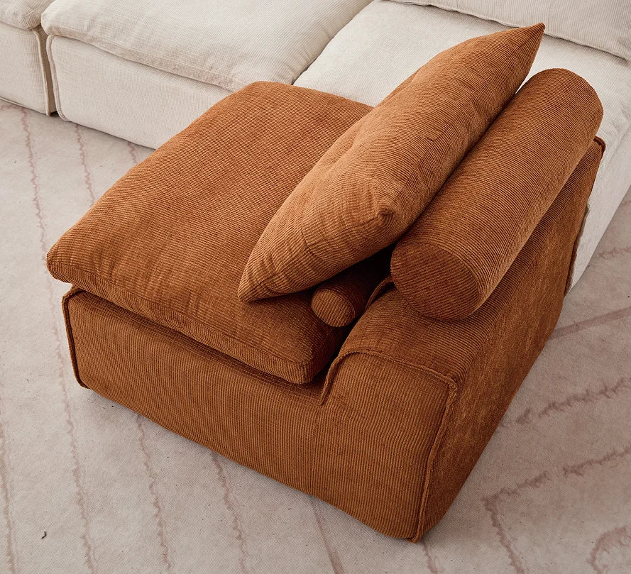Modular Convertible Sofa Set No Armrests DIY Adjustable Soft Chenille Fabric Modern Design Apartment-Friendly Neck Pillow-Back