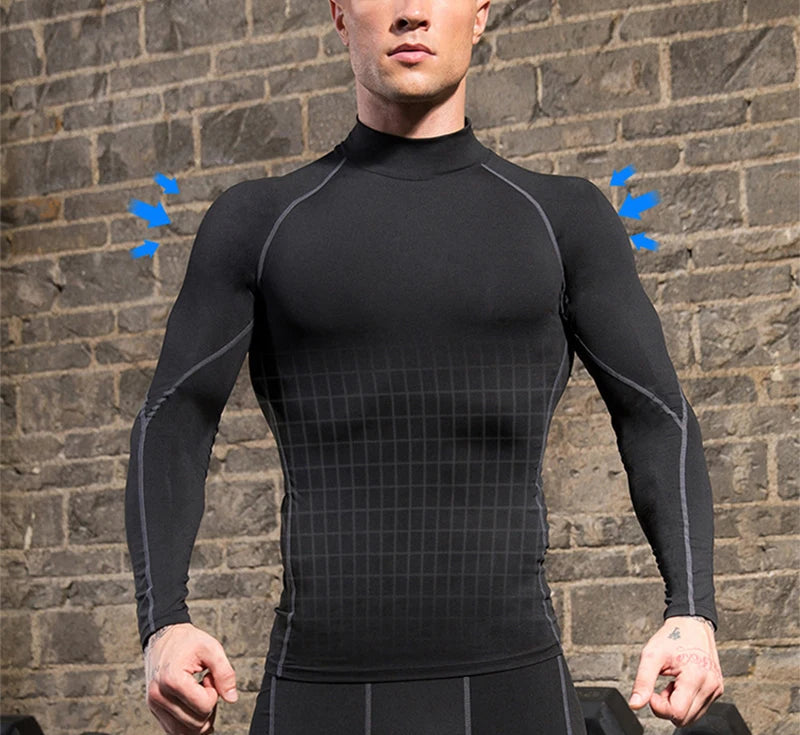 Thermal Underwear Sets Men High Collar Winter Long Johns Thermo Underwear Compression Sweat Quick Drying Thermal Clothing
