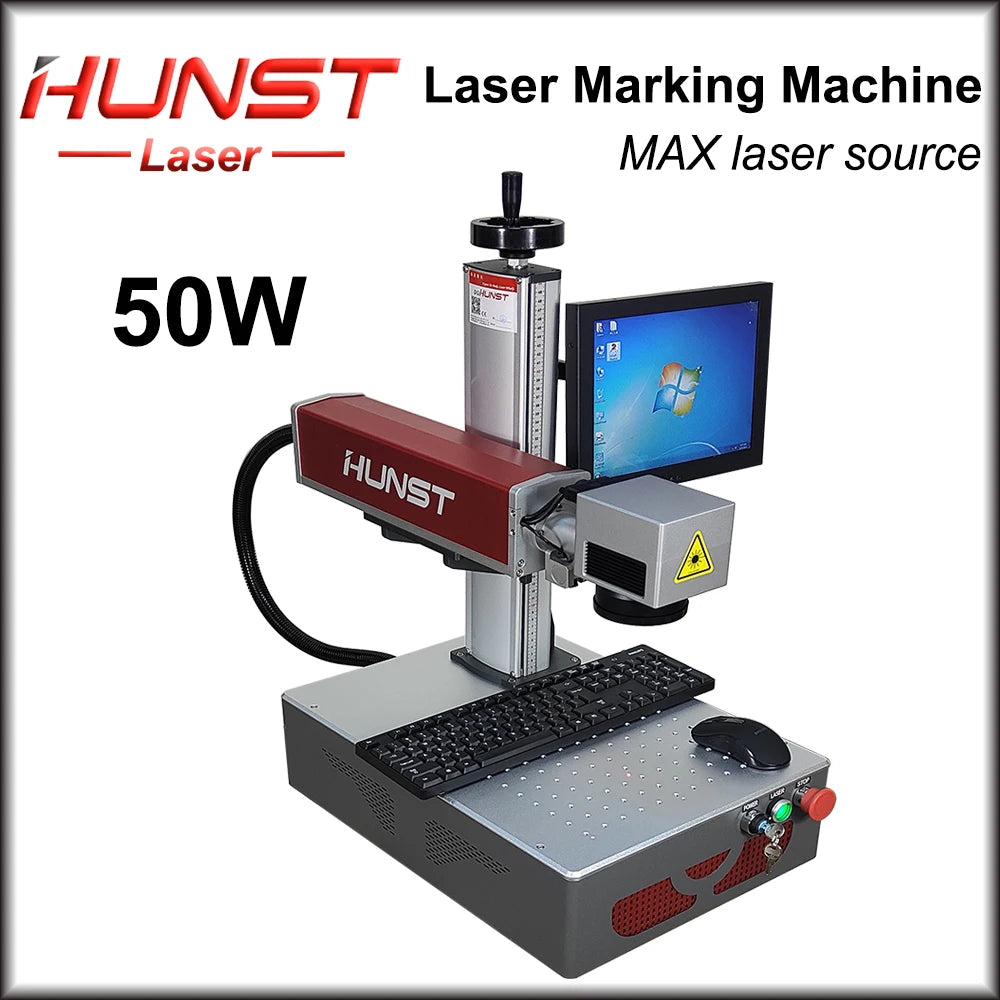 Hunst 30w 50w Fiber Laser Marking Machine Equipped With A PC Computer For Laser Engraving On Metal, Gold And Silver Jewelry