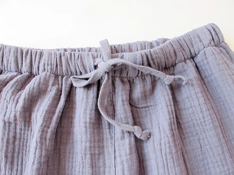 100% Gauze Cotton Home Drawstring Trousers Loose Sleeping Trousers Home Pants For Couples Pajama Pants Sleepwear Women 4 Season