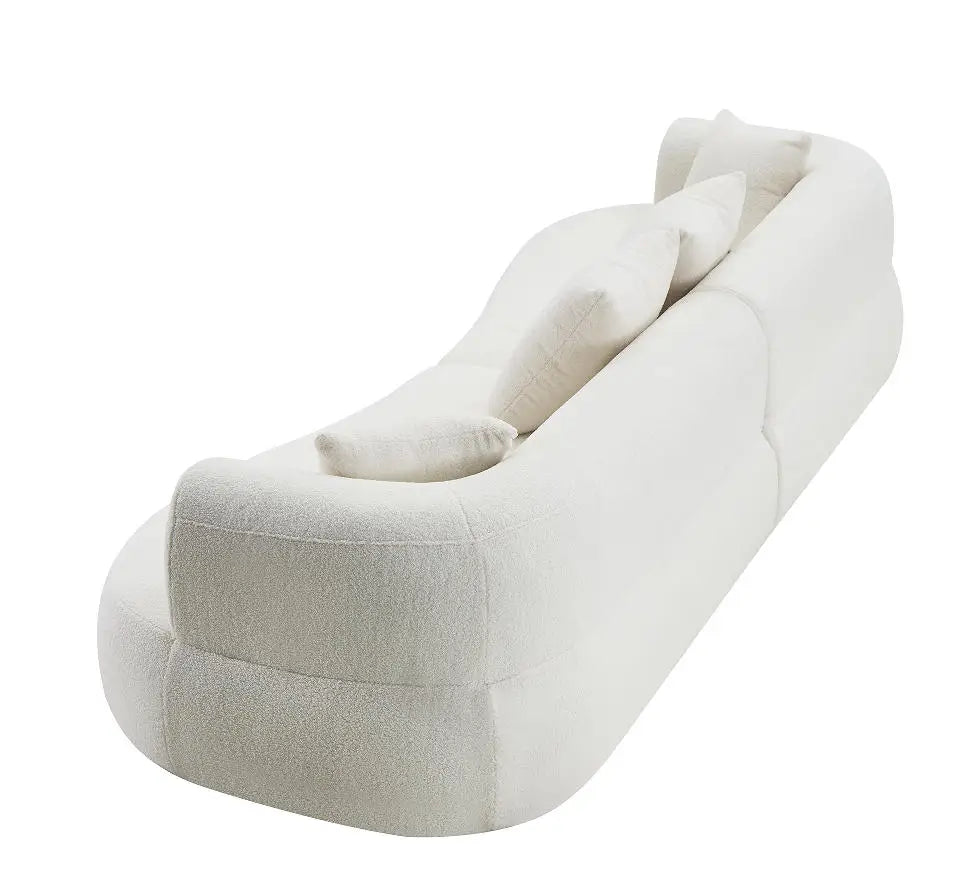 Modern White Sherpa Fabric Curved Sofa Set Convertible Adjustable Semi-Circular Boucle Bed Home Furniture for Hotel Apartment
