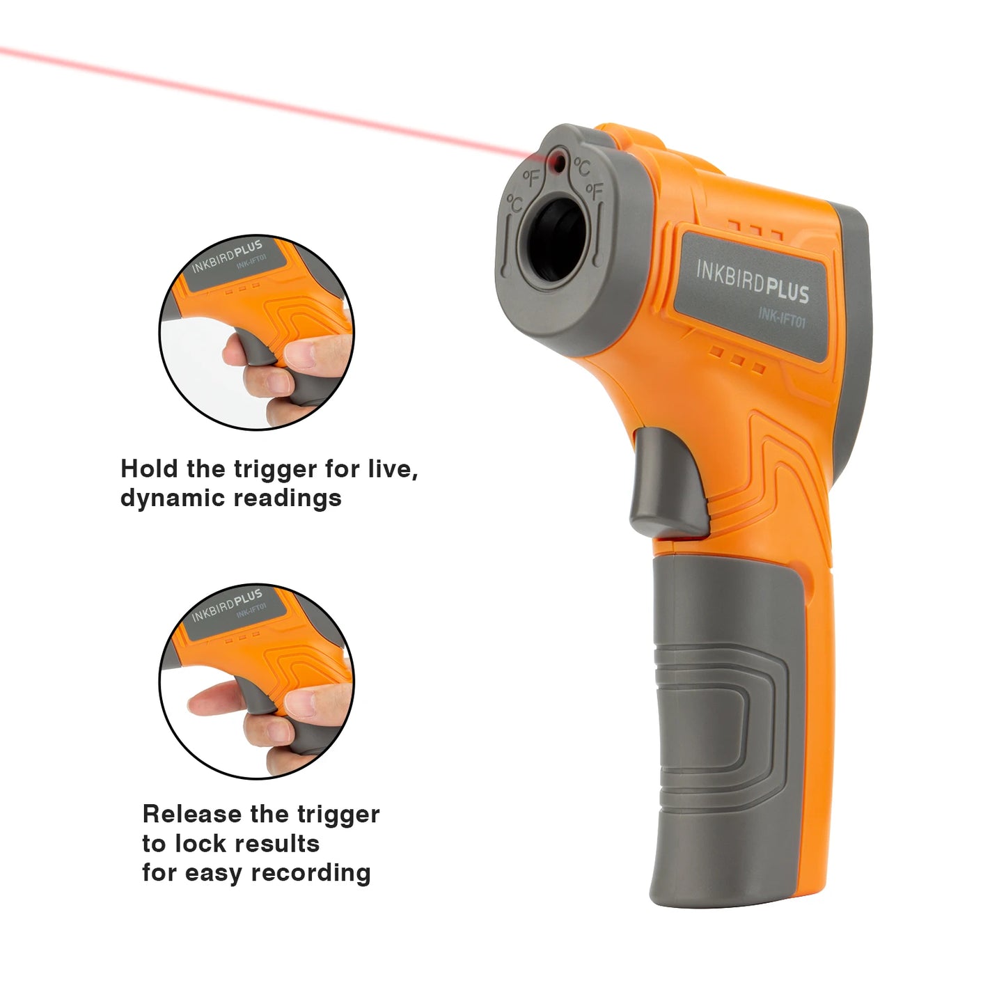 Inkbird INK-IFT01 Laser Infrared Thermometer Non-Contact Digital Temperature Gun Instant Read Thermometer for Industrial&Kitchen
