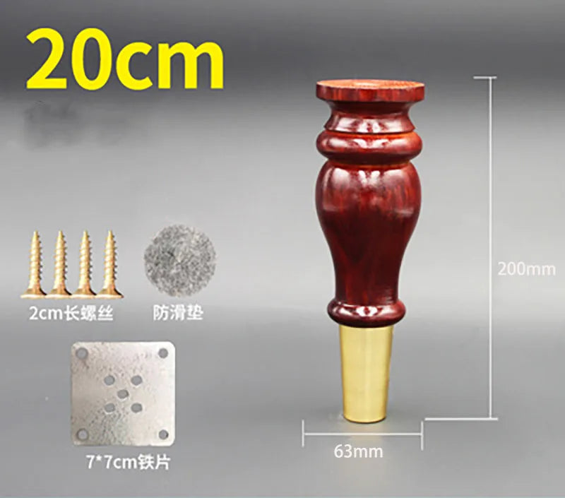 4pcs/lot Wooden Sofa Legs Cabinet Feet with Gold Covers Wardrobe Leg Wood Holder For Furniture TV cabinet Foot Side Table Leg
