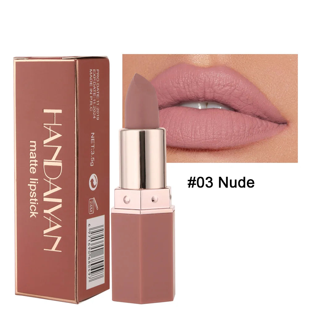 6 Colors Nude Matte Lipstick Waterproof Long Lasting Lip Stick Rose Red Pink Velvet Nonstick cup Lipsticks Makeup Cosmetics