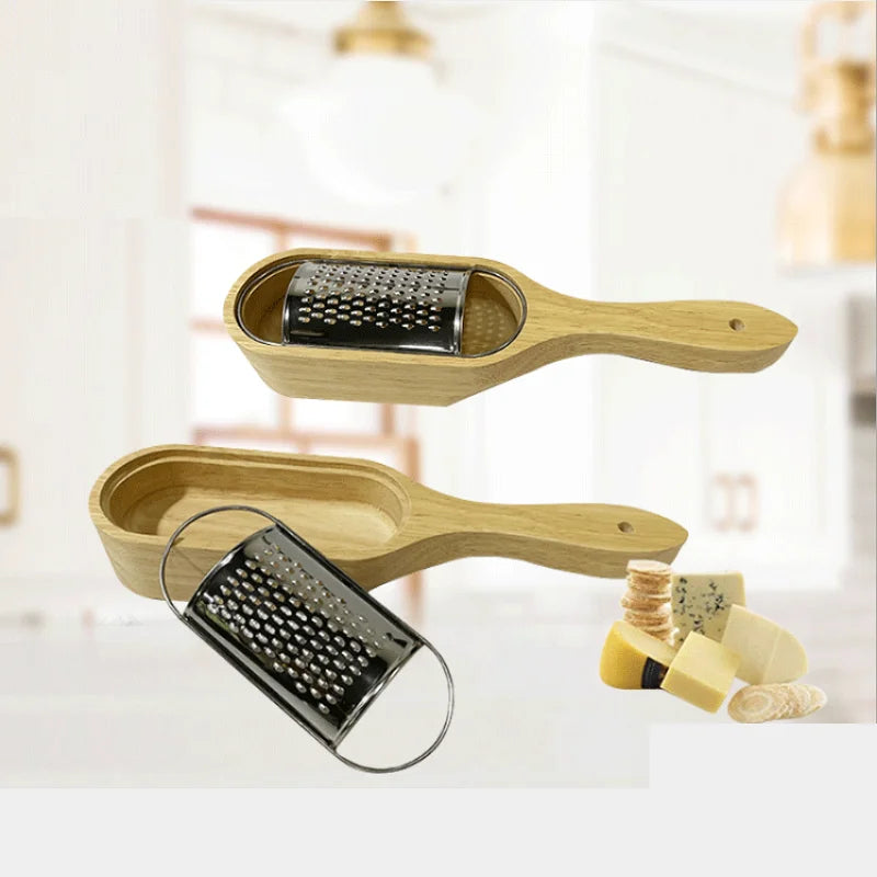 Kitchen Wooden Cheese Grater Storage Box Hand Cheese Cutter Tools