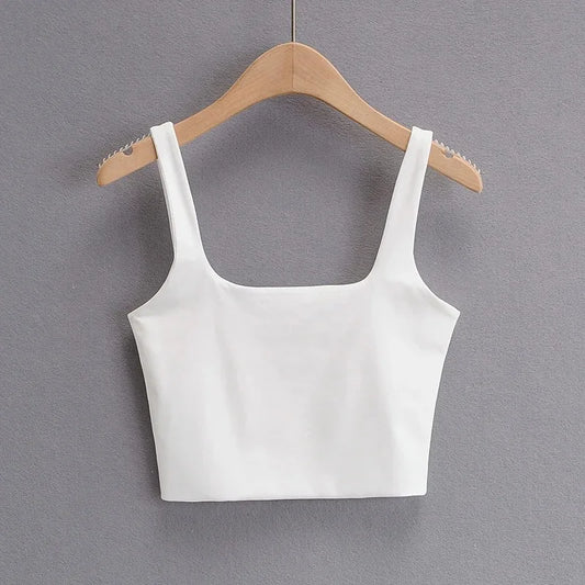 2025 Summer Women Sexy Sleeveless Tops Fashion Short Square Collar Tank Tops 6 Colors