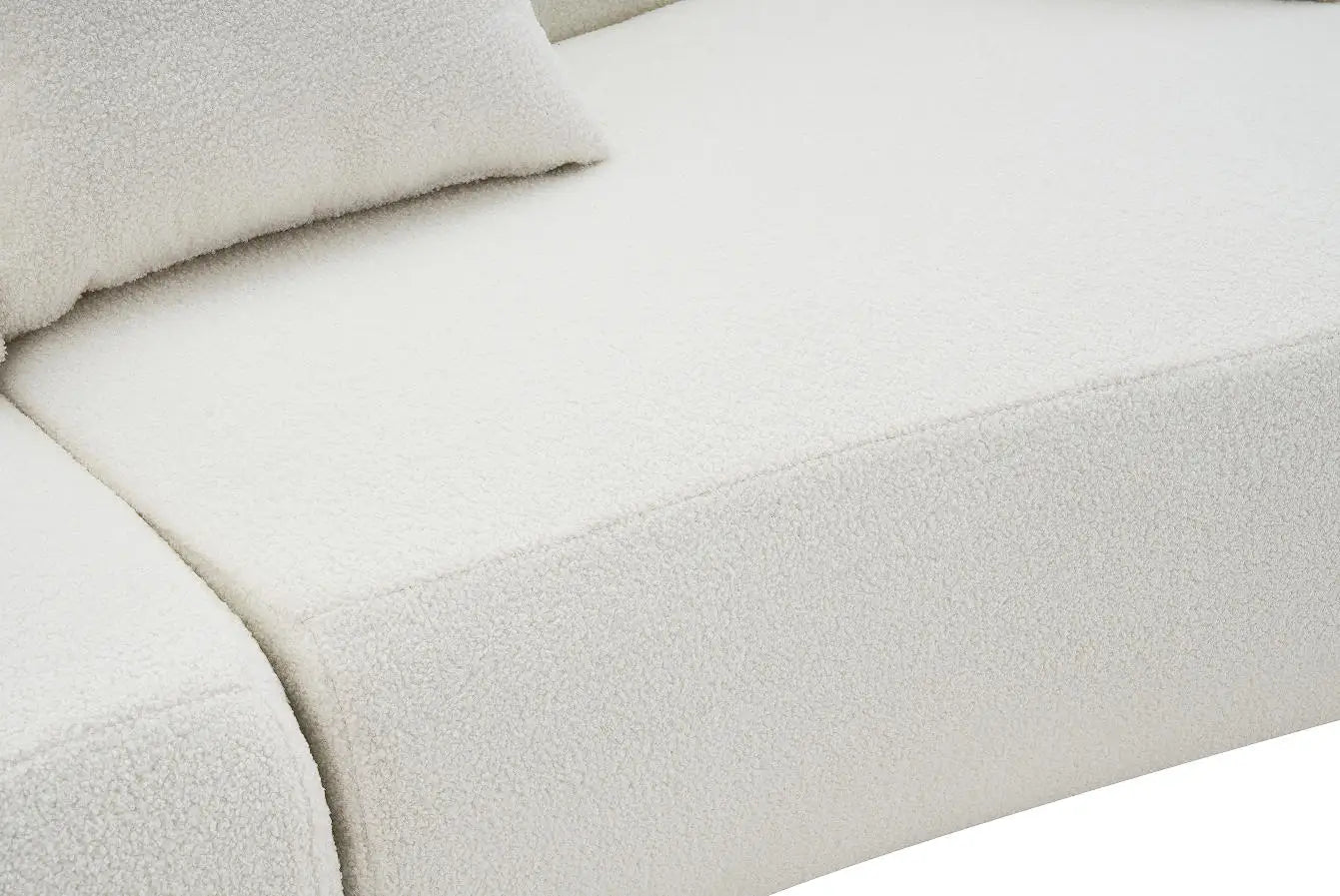 Modern White Sherpa Fabric Curved Sofa Set Convertible Adjustable Semi-Circular Boucle Bed Home Furniture for Hotel Apartment
