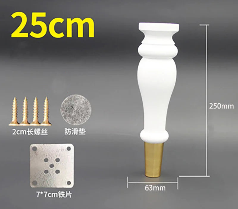 4pcs/lot Wooden Sofa Legs Cabinet Feet with Gold Covers Wardrobe Leg Wood Holder For Furniture TV cabinet Foot Side Table Leg