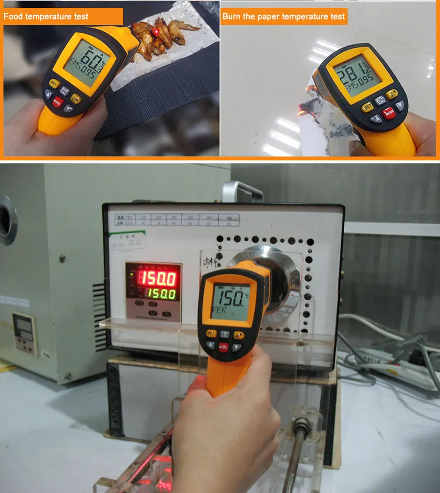 RZ Infrared Thermometer Non-Contact Temperature Meter Gun Handheld Digital LCD Industrial Outdoor Laser Pyrometer IR Thermometer