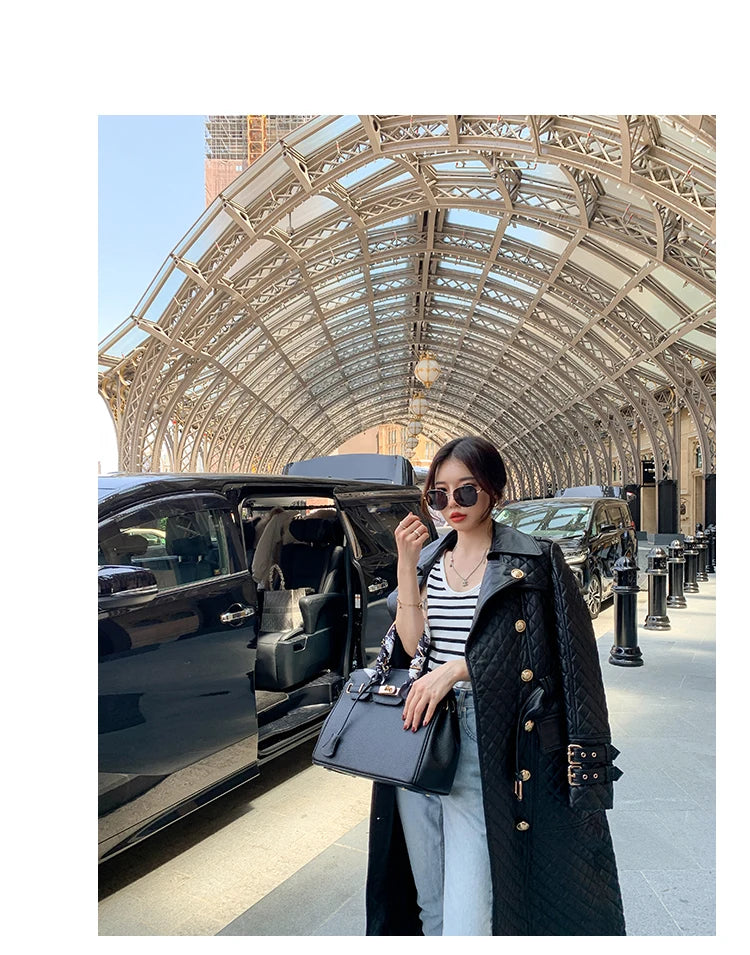 Tajiyane Women's Trench Coats Autumn Spring 100% Genuine Leather Jackets Fashion Sheepskin Coat with Belt Casaco Feminino Gmm830
