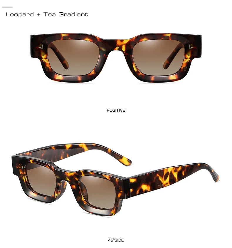 SO&EI Ins Popular Fashion Small Square Polarized Sunglasses Women Retro Punk Shades UV400 Men Trending Sun Glasses