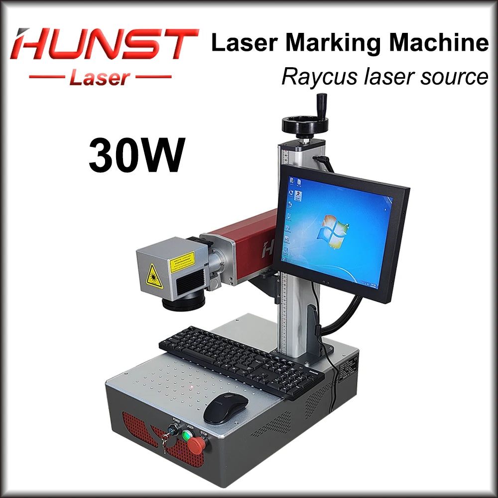 Hunst 30w 50w Fiber Laser Marking Machine Equipped With A PC Computer For Laser Engraving On Metal, Gold And Silver Jewelry