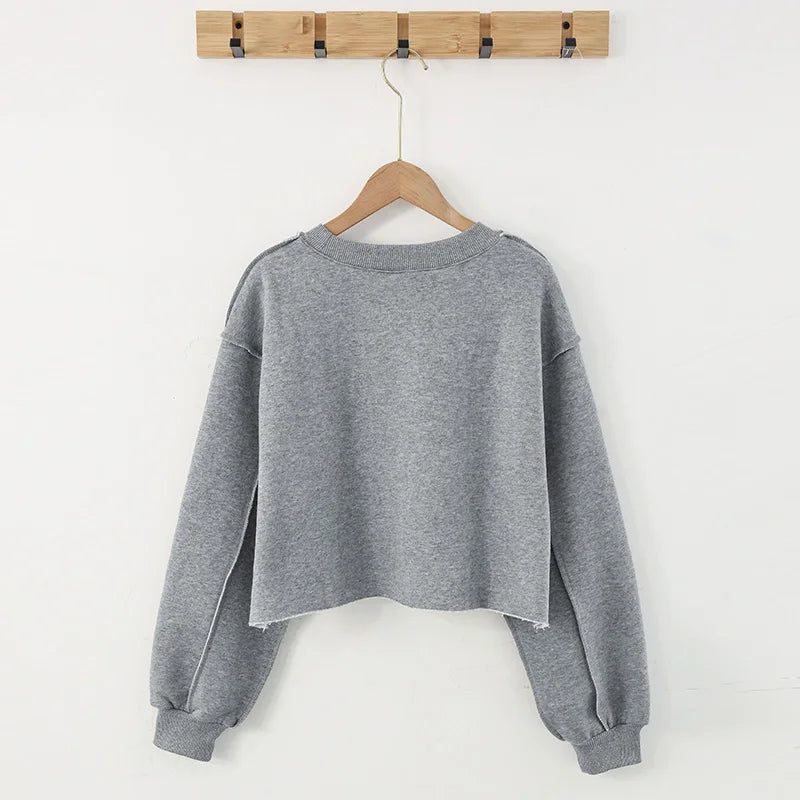 Thick Oversized Women Sweatshirt Hoodies Warm Fleece Casual Long Sleeve Harajuku Streetwear Crop Pullover Ropa Mujer