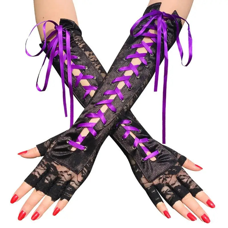 Ladies' Gloves, Long Hook-Finger Tinted Gloves, Ball Gloves, Bride's Wedding Dress Gloves, Sun-Protective Fashion Gloves C101