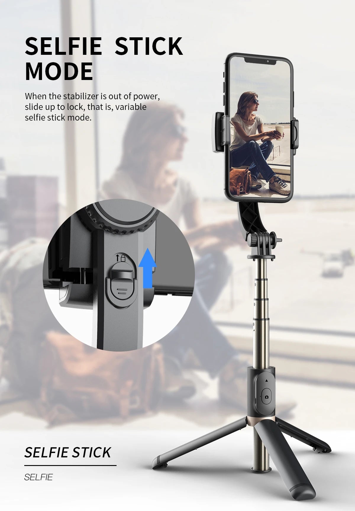 Handheld Gimbal Smartphone Bluetooth Handheld Stabilizer with Tripod Selfie Stick Folding Gimbal for Smartphone Xiaomi iPhone
