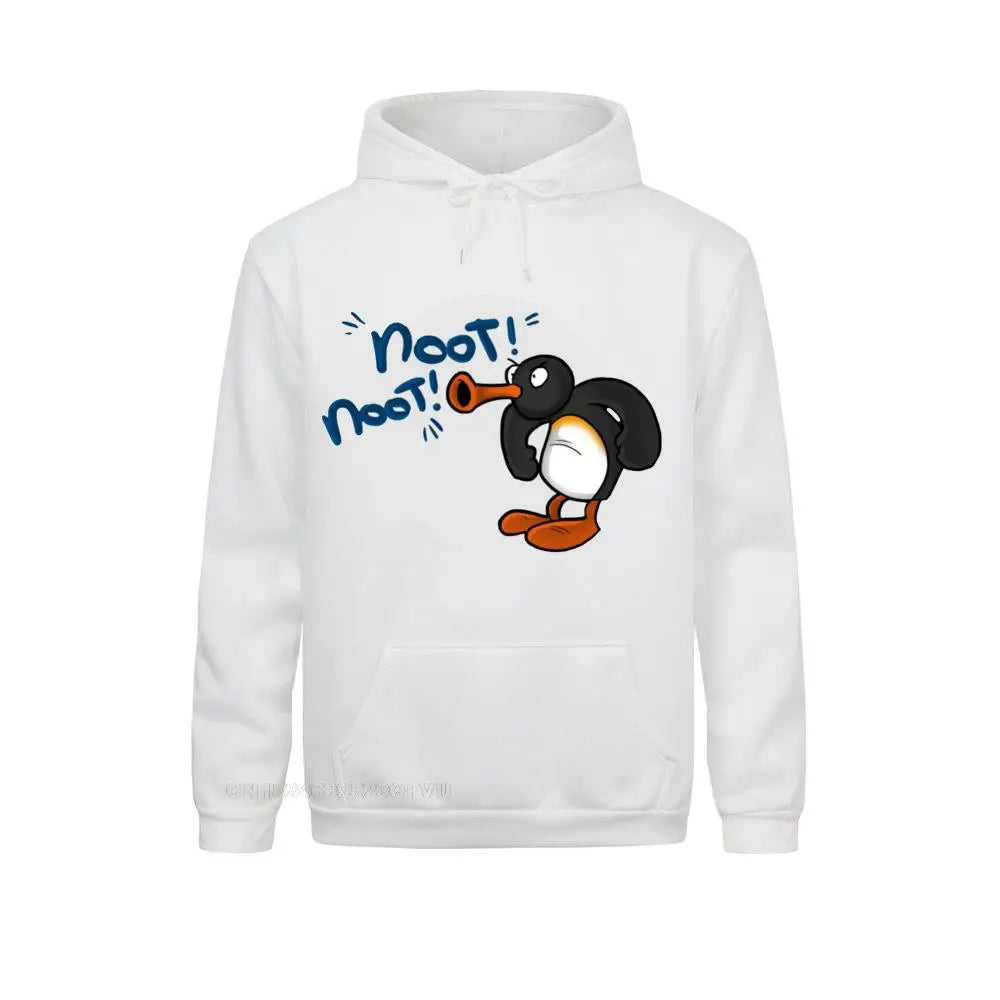 Noot Noot Pingu Hoodies Men Cotton Funny Hoodie Round Collar Penguin Meme Funny Cartoon Tees Clothes Printing