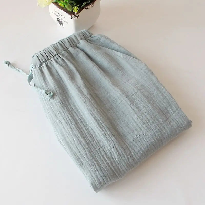 100% Gauze Cotton Home Drawstring Trousers Loose Sleeping Trousers Home Pants For Couples Pajama Pants Sleepwear Women 4 Season