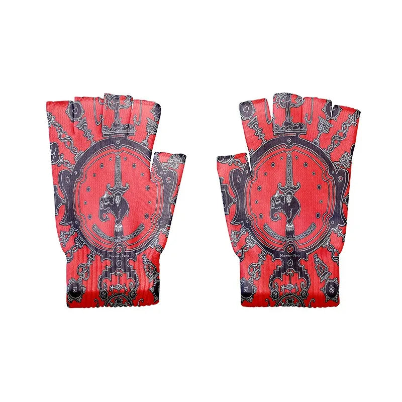 Cartoon Mashup Colorful Pattern Mittens Wrist Spring Summer Fingerless Working Gloves Soft Women Knitted Gloves Open Fingered