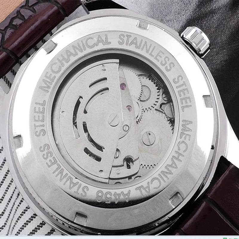 Simple Mechanical Wristwatch with Automatic Date Leather Strap 2021 New Dropshipping Best Selling Watch Механические мужские час