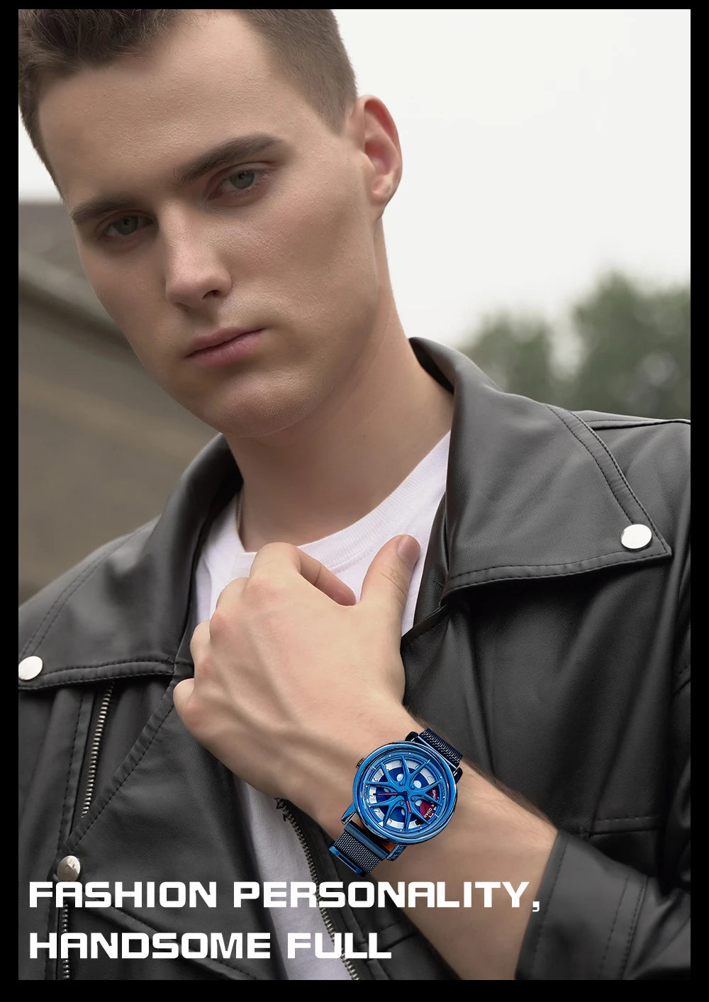 Men Watch Car Wheel Rim Hub Dial Male Wristwatch Skeleton Man Black Waterproof Watches Stainless Steel Quartz Relogio Masculino