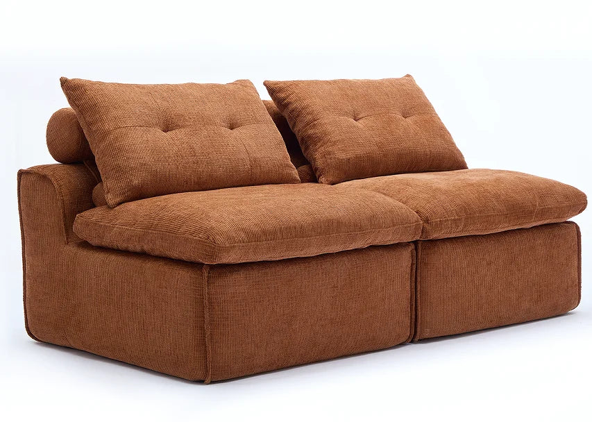 Modular Convertible Sofa Set No Armrests DIY Adjustable Soft Chenille Fabric Modern Design Apartment-Friendly Neck Pillow-Back
