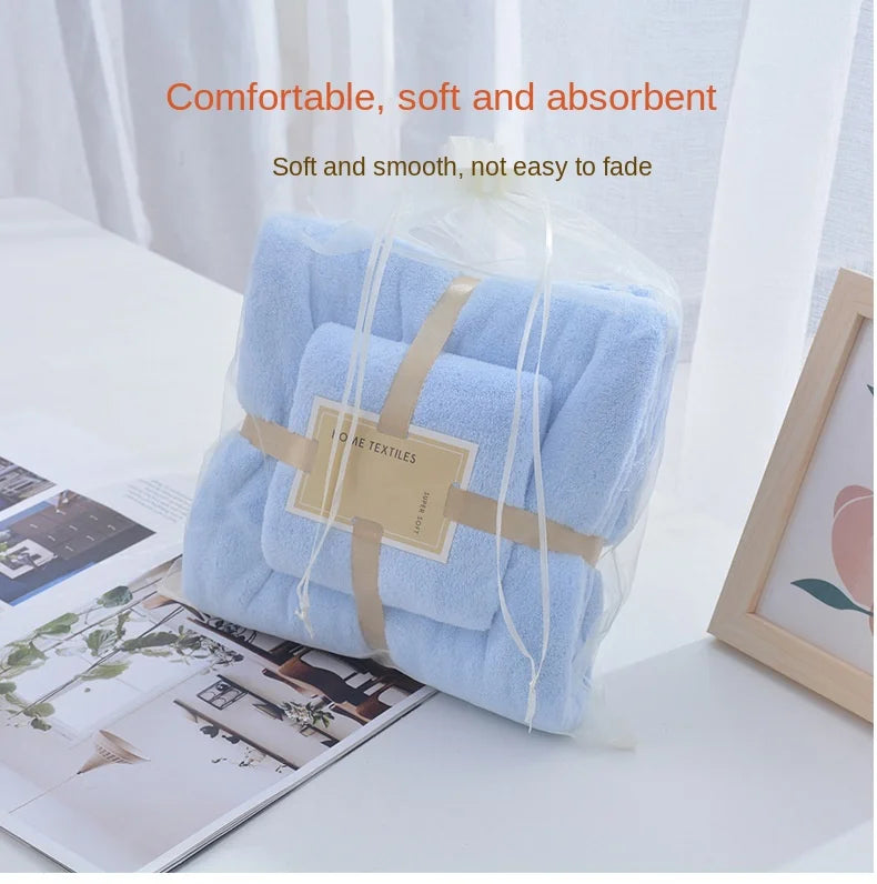 Cotton Bath Towels for Adults, 70x140cm 35x75cm 2pcs, High Absorbent Soft Bath Towel + Face Towels, Luxury Super Large Towel Set
