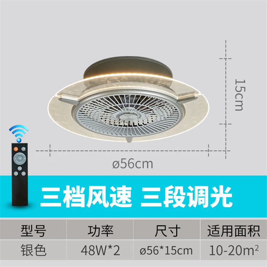 Nordic Invisible Electric Fan Ceiling Lights Bedroom Round Fan Ceiling Lamps Restaurant Dining Room LED Ceiling Fan Lighting