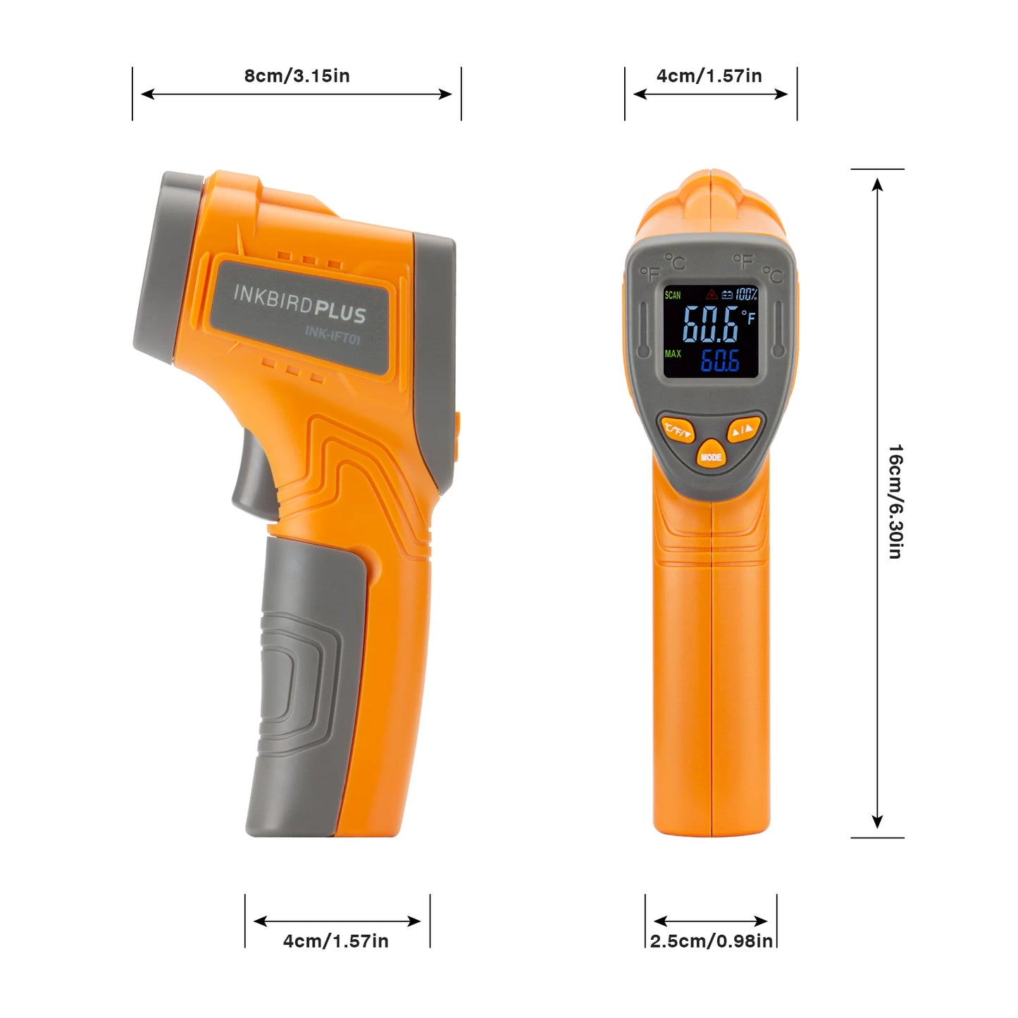 Inkbird INK-IFT01 Laser Infrared Thermometer Non-Contact Digital Temperature Gun Instant Read Thermometer for Industrial&Kitchen