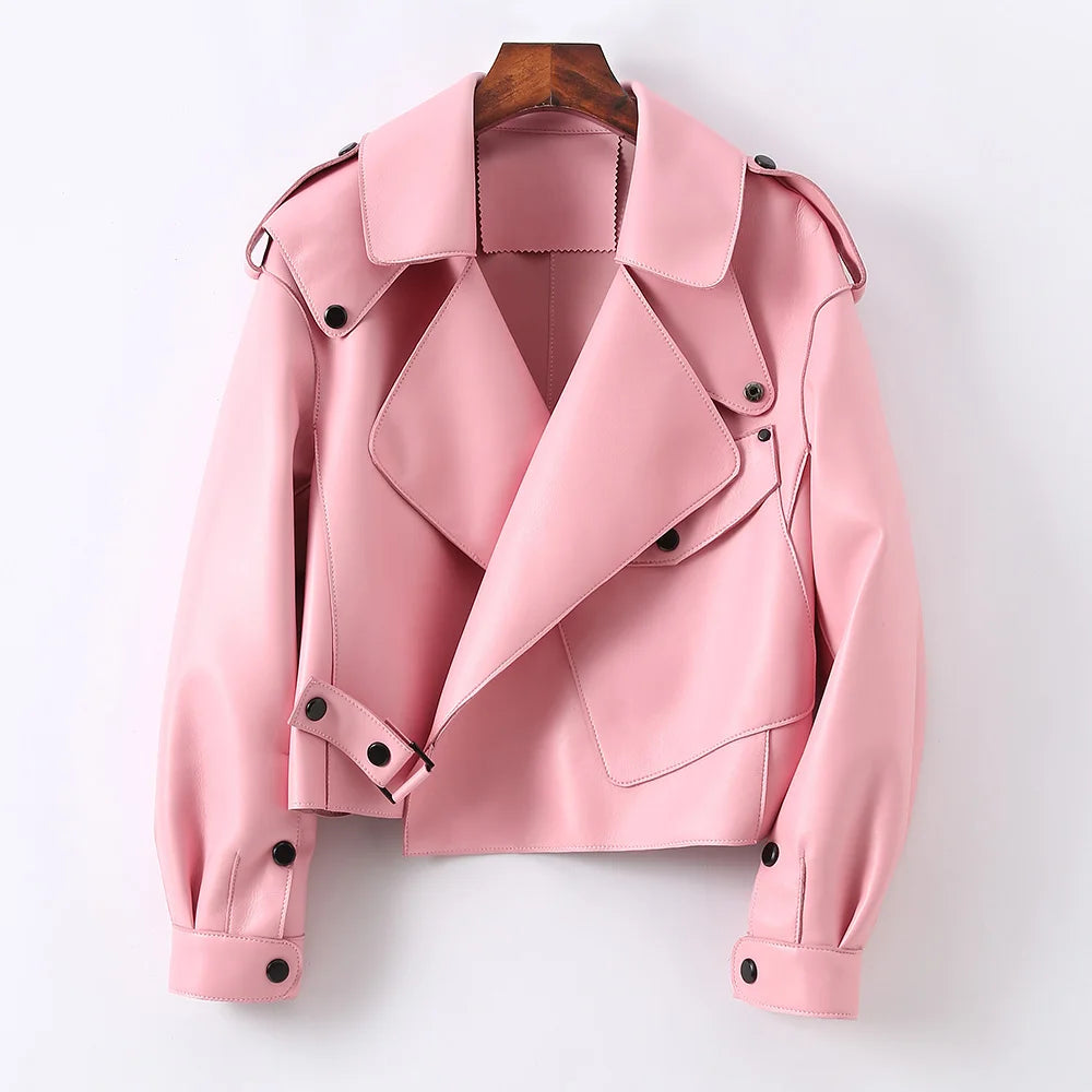 2025 26 Colours Women's Genuine Leather Jacket New Fashion Real Leather Coat Lady Autumn Winter Sheepskin Leather S7547