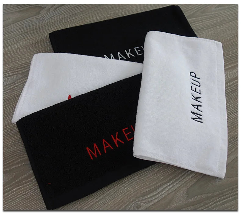 Black & White Cotton Bath & Hand Towels Custom Embroidery Logo Free Design Personalized for Hotels Resorts B&Bs Salons Spas Mass