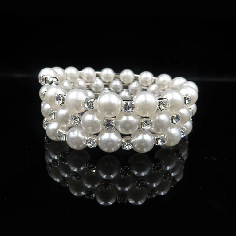 Wedding Bridal Jewelry Set String of Pearls Prom Silver Color Crystal Bracelet Necklace Earrings for Women jewellery sets