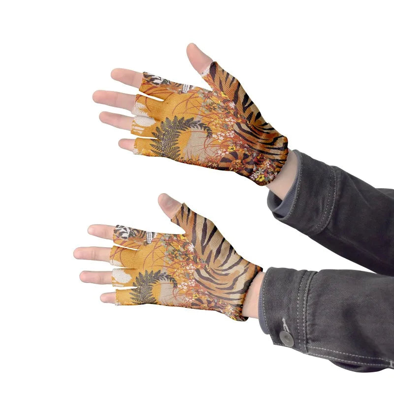 Cartoon Mashup Colorful Pattern Mittens Wrist Spring Summer Fingerless Working Gloves Soft Women Knitted Gloves Open Fingered