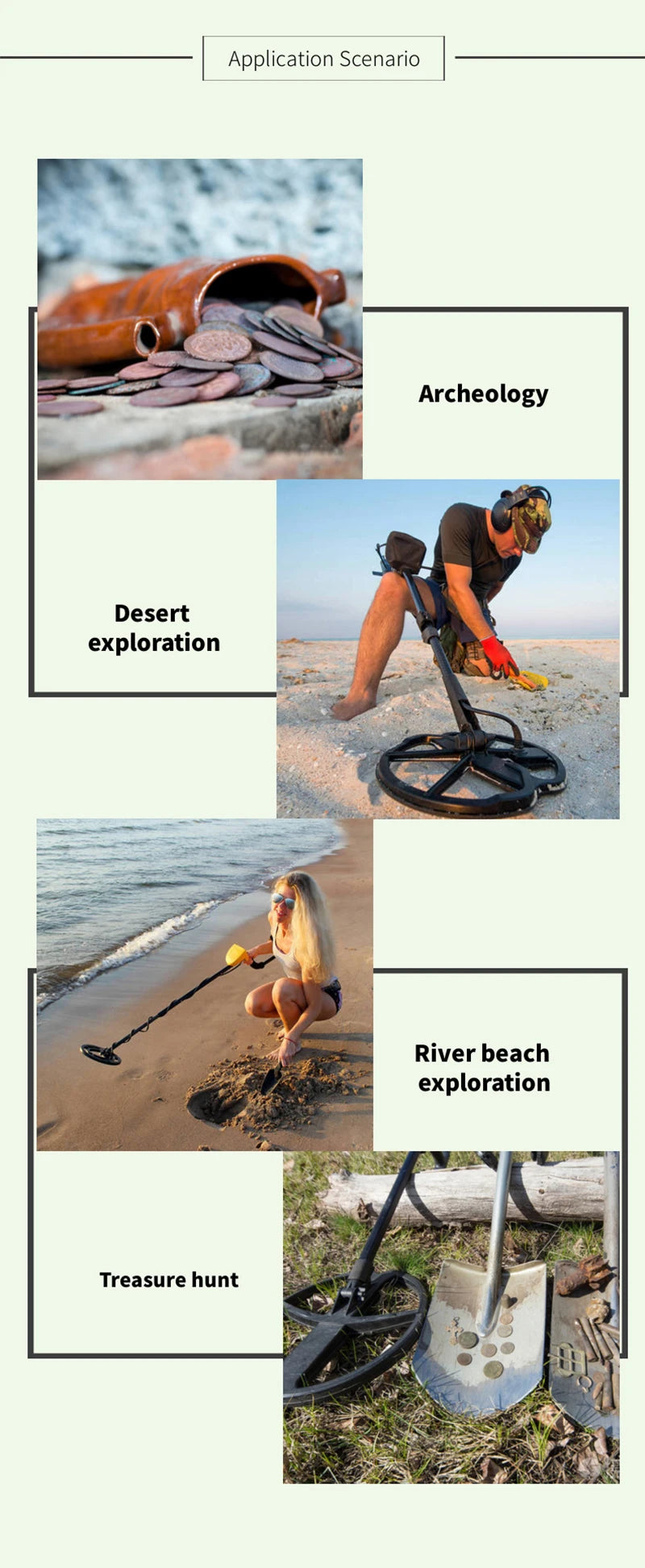 MD-6350 High-sensitivity Metal Detector, a professional treasure hunt detection device for gold Prospectors (Battery-free)